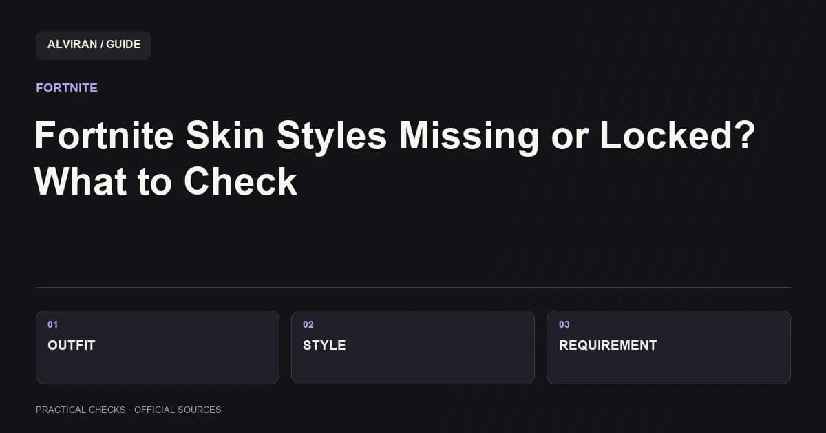 OUTFIT → STYLE → REQUIREMENT: Fortnite Skin Styles Missing or Locked? What to Check