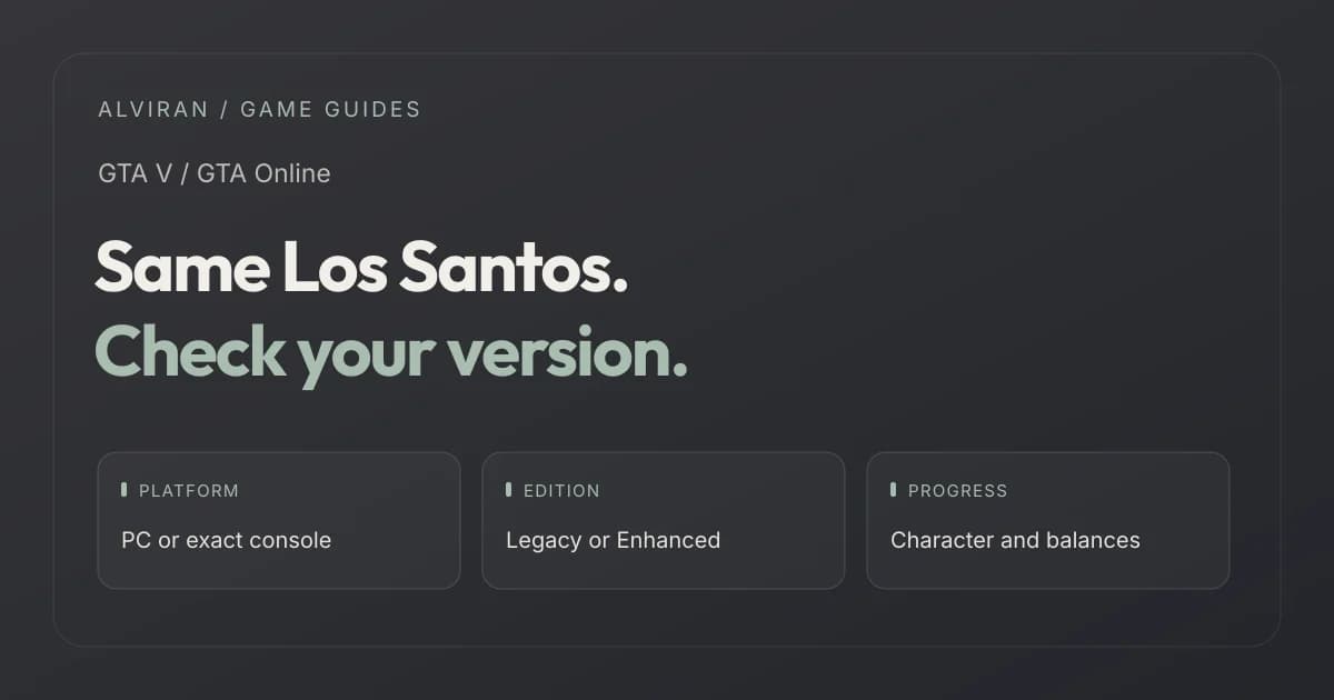 Same Los Santos. Check your version. PLATFORM, EDITION, PROGRESS