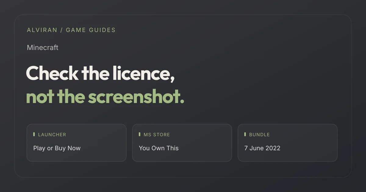 Check the licence, not the screenshot. LAUNCHER, MS STORE, BUNDLE