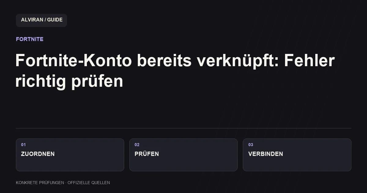 ZUORDNEN → PRÜFEN → VERBINDEN: Fortnite-Konto bereits verknüpft: Fehler richtig prüfen