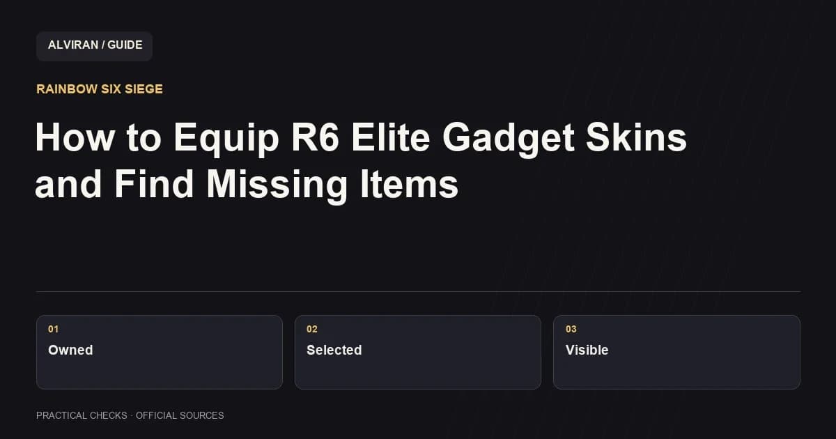 Owned → Selected → Visible: How to Equip R6 Elite Gadget Skins and Find Missing Items