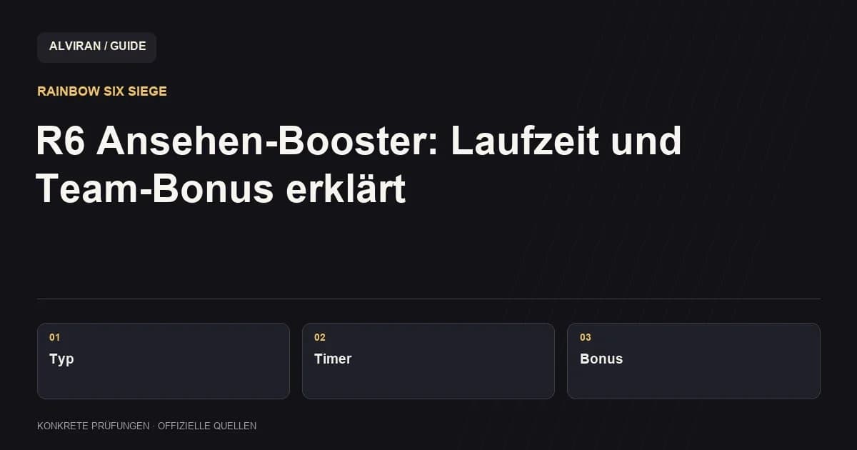 Typ → Timer → Bonus: R6 Ansehen-Booster: Laufzeit und Team-Bonus erklärt
