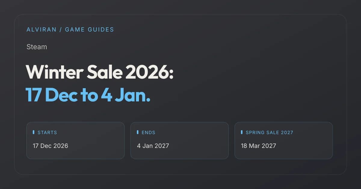 Winter Sale 2026: 17 Dec to 4 Jan. STARTS, ENDS, SPRING SALE 2027