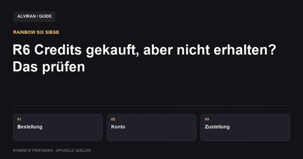 Bestellung → Konto → Zustellung: R6 Credits gekauft, aber nicht erhalten? Das prüfen
