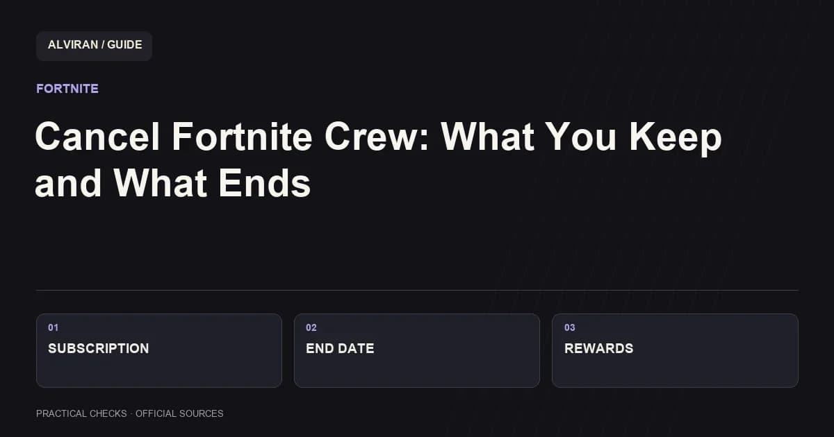SUBSCRIPTION → END DATE → REWARDS: Cancel Fortnite Crew: What You Keep and What Ends