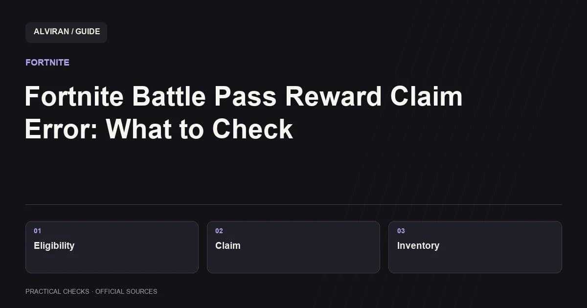 Eligibility → Claim → Inventory: Fortnite Battle Pass Reward Claim Error: What to Check