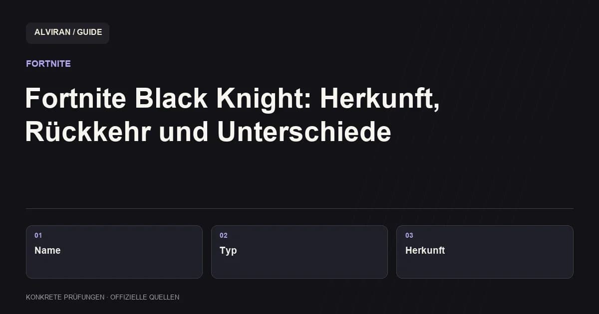 Name → Typ → Herkunft: Fortnite Black Knight: Herkunft, Rückkehr und Unterschiede