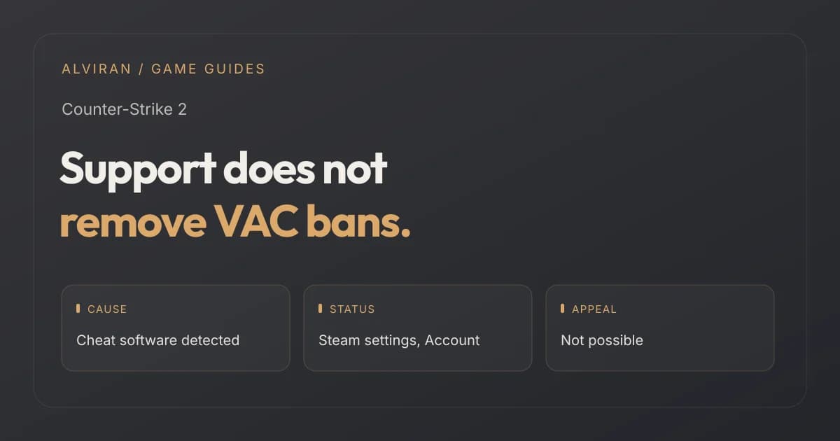 Support does not remove VAC bans. CAUSE, STATUS, APPEAL