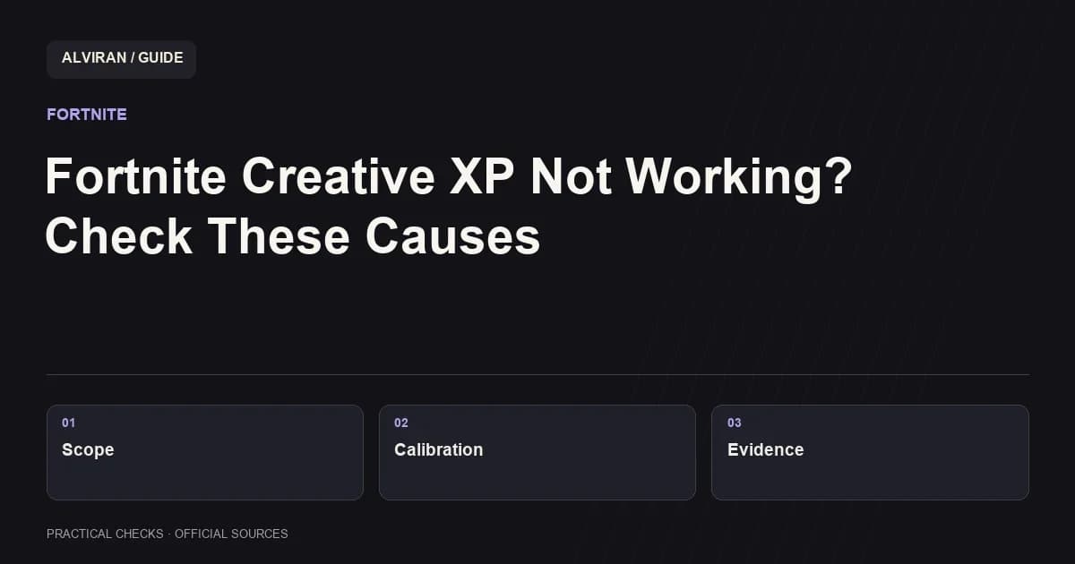 Scope → Calibration → Evidence: Fortnite Creative XP Not Working? Check These Causes