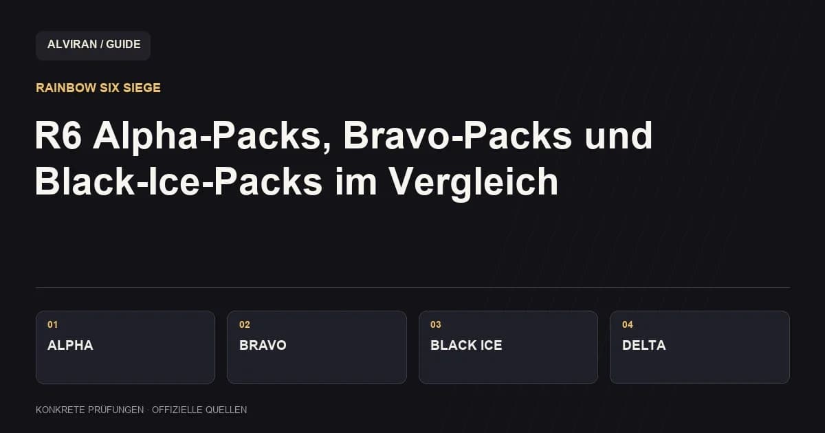 ALPHA / BRAVO / BLACK ICE / DELTA: R6 Alpha-Packs, Bravo-Packs und Black-Ice-Packs im Vergleich