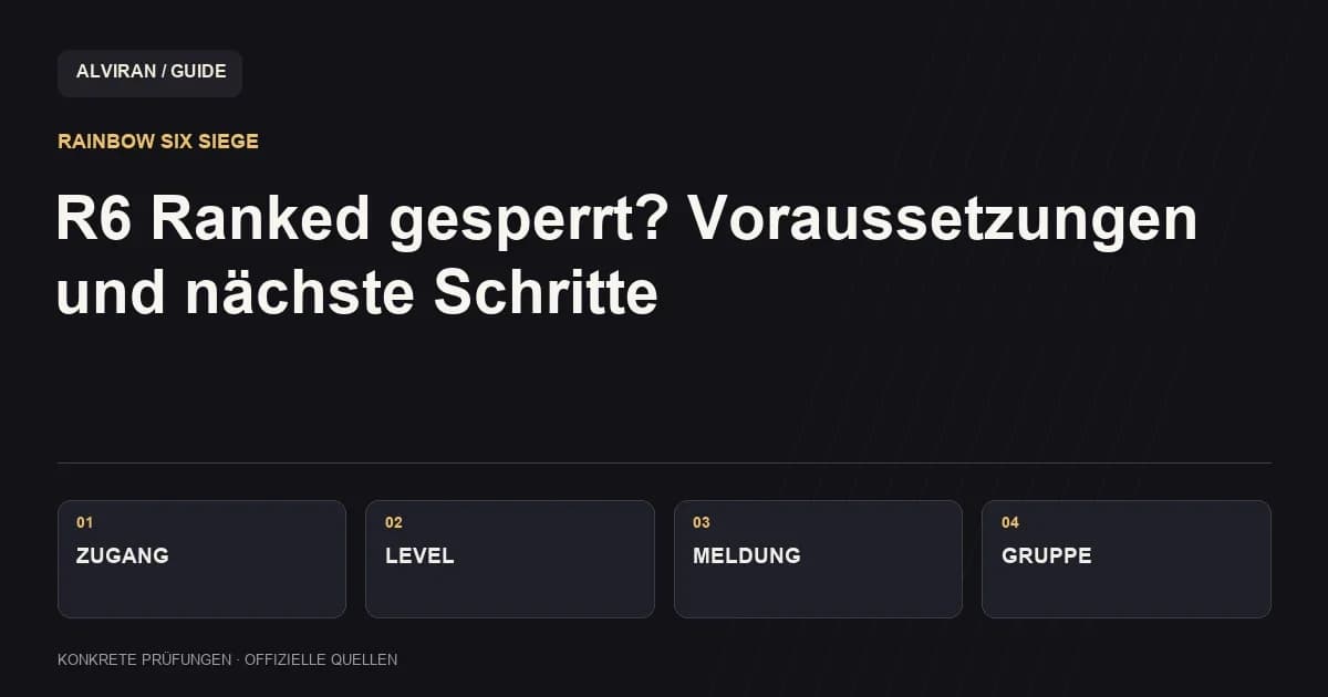 ZUGANG → LEVEL → MELDUNG → GRUPPE: R6 Ranked gesperrt? Voraussetzungen und nächste Schritte