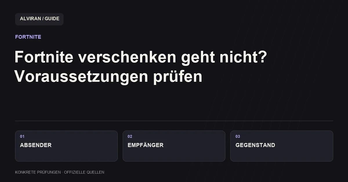 ABSENDER → EMPFÄNGER → GEGENSTAND: Fortnite verschenken geht nicht? Voraussetzungen prüfen