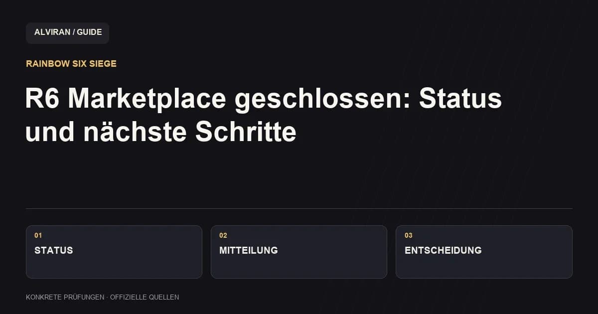 STATUS → MITTEILUNG → ENTSCHEIDUNG: R6 Marketplace geschlossen: Status und nächste Schritte