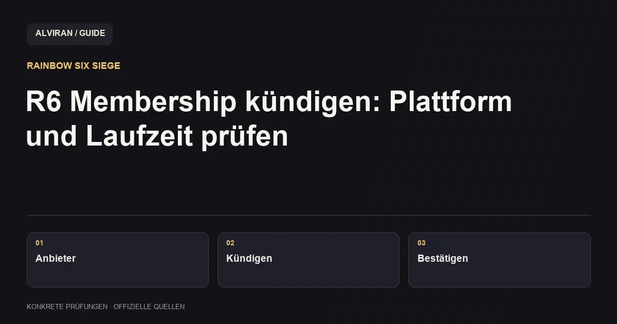 Anbieter → Kündigen → Bestätigen: R6 Membership kündigen: Plattform und Laufzeit prüfen