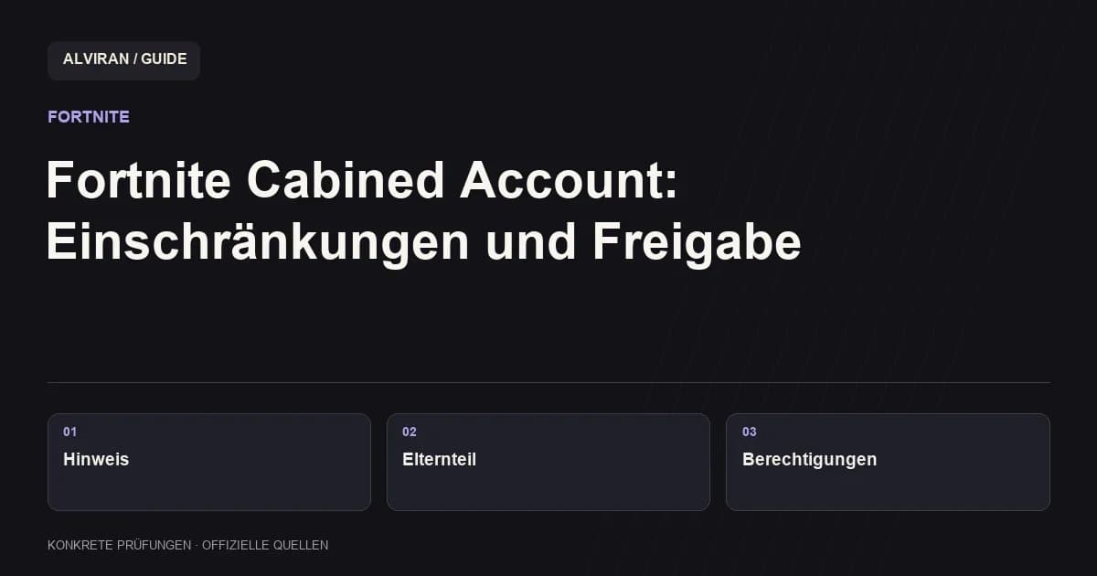 Hinweis → Elternteil → Berechtigungen: Fortnite Cabined Account: Einschränkungen und Freigabe