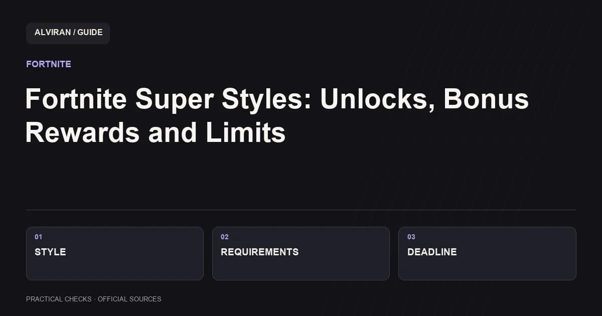 STYLE → REQUIREMENTS → DEADLINE: Fortnite Super Styles: Unlocks, Bonus Rewards and Limits