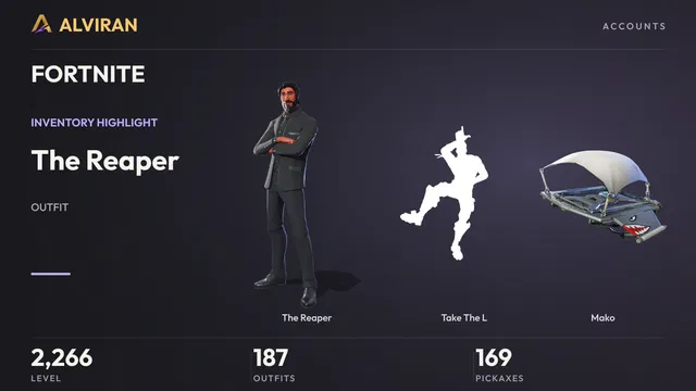 FORTNITE · Level 2266 · The Reaper, Take The L, Mako