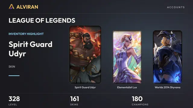 LEAGUE OF LEGENDS · Level 328 · Spirit Guard Udyr, Elementalist Lux, Worlds 2014 Shyvana