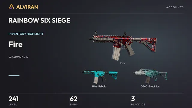 RAINBOW SIX SIEGE · Level 241 · Fire, Blue Nebula, Black Ice · G36C