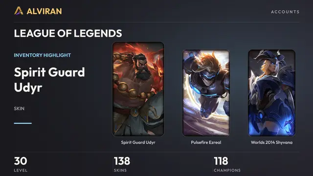 LEAGUE OF LEGENDS · Level 30 · Spirit Guard Udyr, Pulsefire Ezreal, Worlds 2014 Shyvana