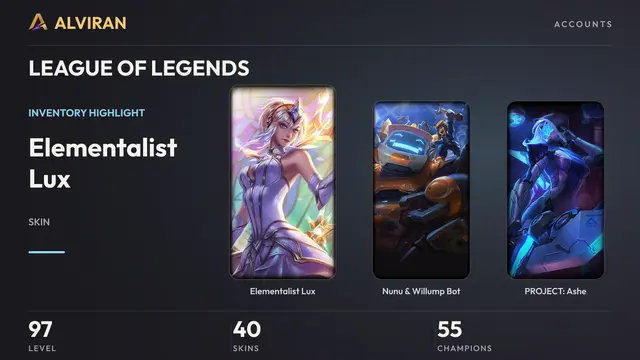 LEAGUE OF LEGENDS · Level 97 · Elementalist Lux, Nunu & Willump Bot, PROJECT: Ashe