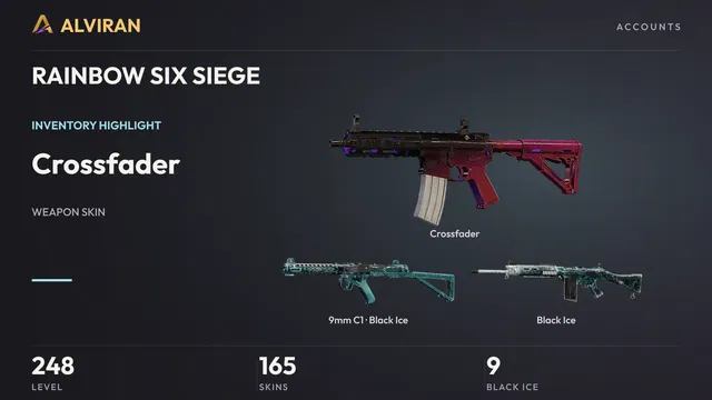 RAINBOW SIX SIEGE · Level 248 · Crossfader, Black Ice · 9mm C1, Black Ice