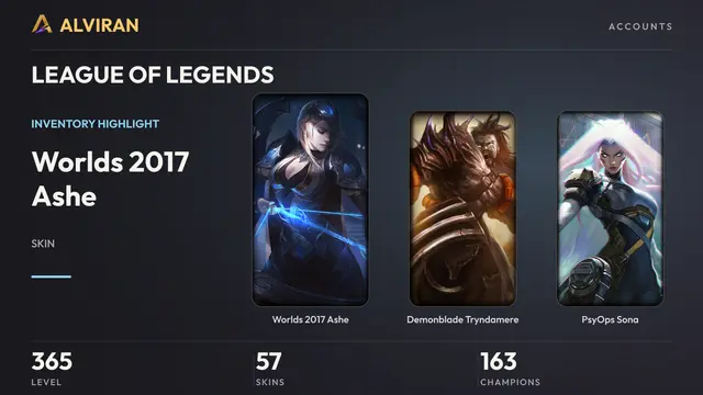 LEAGUE OF LEGENDS · Level 365 · Worlds 2017 Ashe, Demonblade Tryndamere, PsyOps Sona