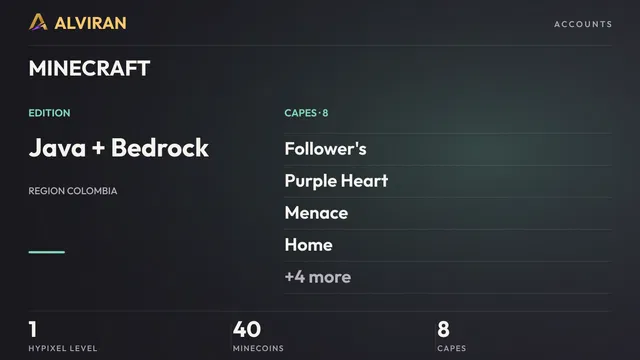 MINECRAFT · Level 1 · Follower's, Purple Heart, Menace, Home