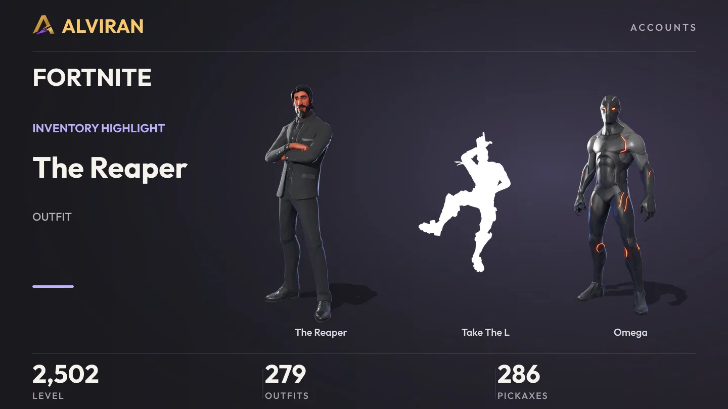 FORTNITE · Level 2502 · The Reaper, Take The L, Omega