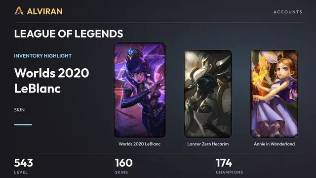 LEAGUE OF LEGENDS · Level 543 · Worlds 2020 LeBlanc, Lancer Zero Hecarim, Annie in Wonderland