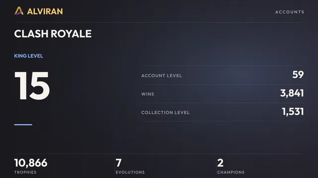 CLASH ROYALE · Level 59 · Account overview