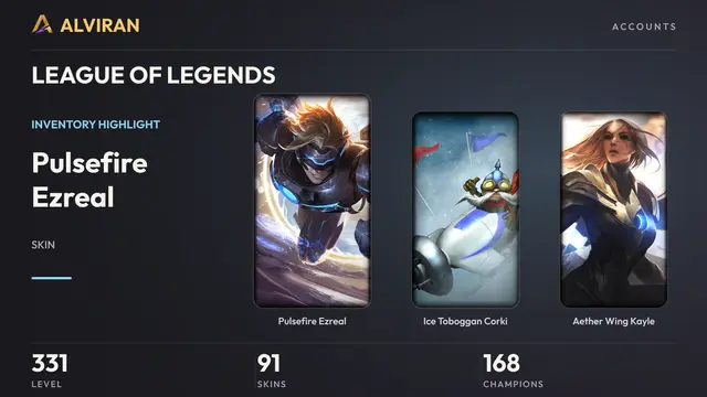 LEAGUE OF LEGENDS · Level 331 · Pulsefire Ezreal, Ice Toboggan Corki, Aether Wing Kayle