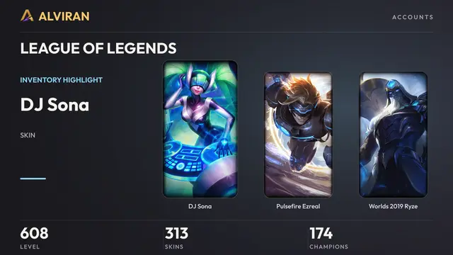 LEAGUE OF LEGENDS · Level 608 · DJ Sona, Pulsefire Ezreal, Worlds 2019 Ryze