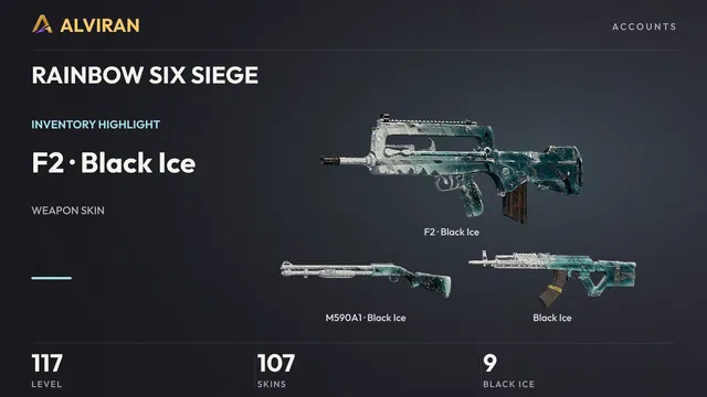RAINBOW SIX SIEGE · Level 117 · Black Ice · F2, Black Ice · M590A1, Black Ice