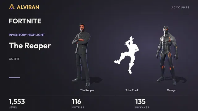 FORTNITE · Level 1553 · The Reaper, Take The L, Omega