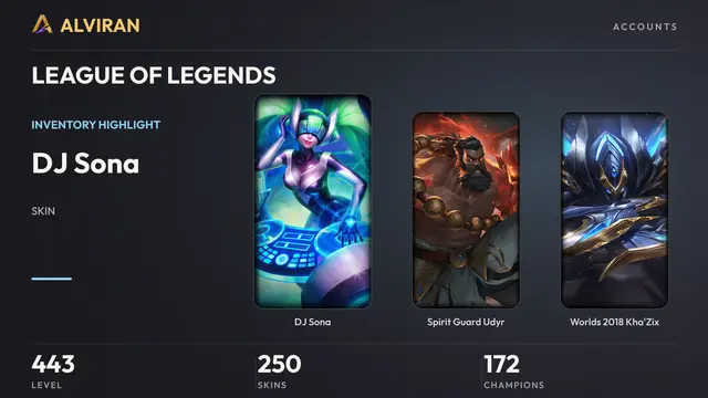 LEAGUE OF LEGENDS · Level 443 · DJ Sona, Spirit Guard Udyr, Worlds 2018 Kha'Zix
