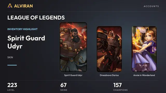 LEAGUE OF LEGENDS · Level 223 · Spirit Guard Udyr, Dreadnova Darius, Annie in Wonderland