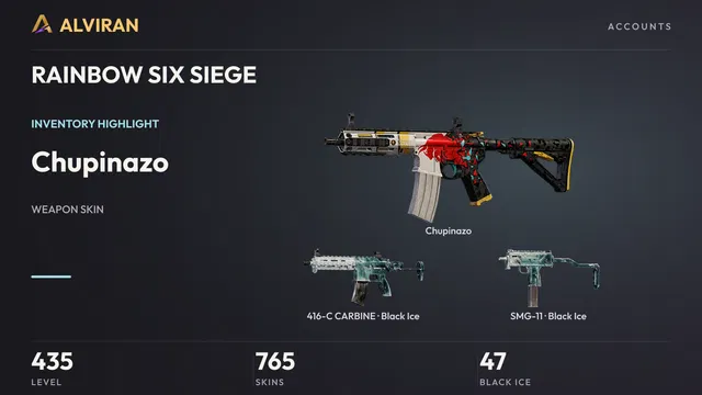 RAINBOW SIX SIEGE · Level 435 · Chupinazo, Black Ice · 416-C CARBINE, Black Ice · SMG-11