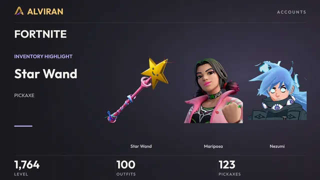FORTNITE · Level 1764 · Star Wand, Mariposa, Nezumi