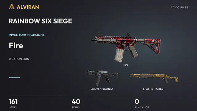 RAINBOW SIX SIEGE · Level 161 · Fire, DAHLIA · 9x19VSN, FOREST · SPAS-12