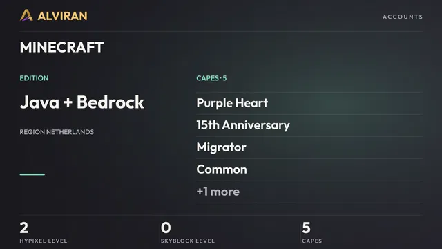 MINECRAFT · Level 2 · Purple Heart, 15th Anniversary, Migrator, Common