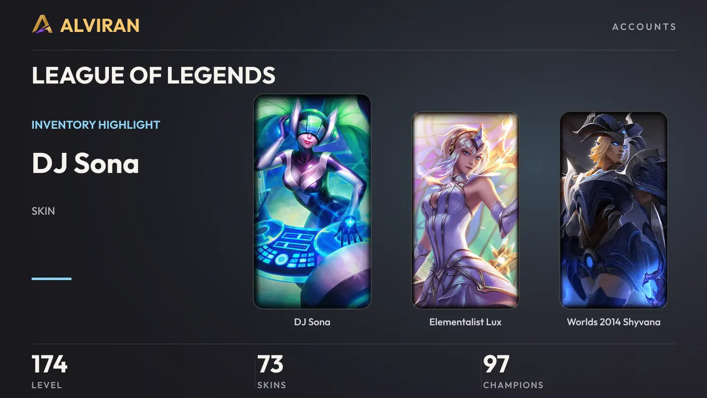 LEAGUE OF LEGENDS · Level 174 · DJ Sona, Elementalist Lux, Worlds 2014 Shyvana