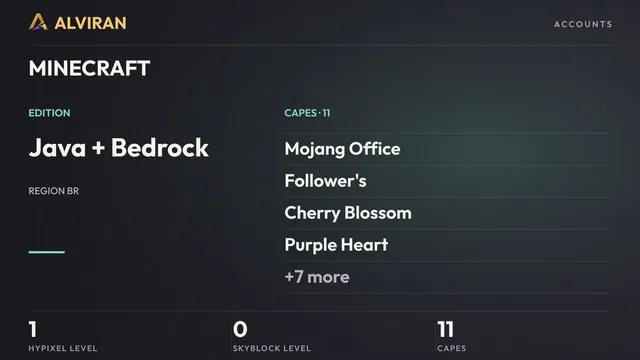 MINECRAFT · Level 1 · Mojang Office, Follower's, Cherry Blossom, Purple Heart