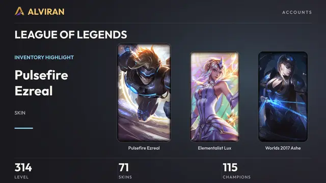 LEAGUE OF LEGENDS · Level 314 · Pulsefire Ezreal, Elementalist Lux, Worlds 2017 Ashe