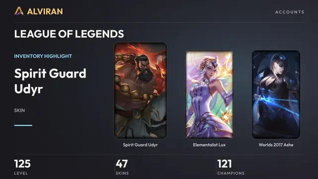 LEAGUE OF LEGENDS · Level 125 · Spirit Guard Udyr, Elementalist Lux, Worlds 2017 Ashe