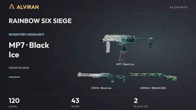 RAINBOW SIX SIEGE · Level 120 · Black Ice · MP7, Black Ice · M1014, BRANCHES · M590A1