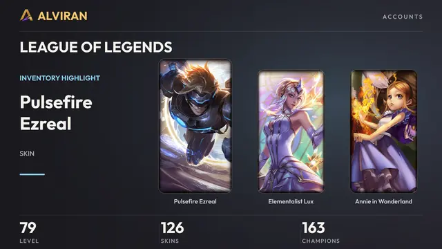 LEAGUE OF LEGENDS · Level 79 · Pulsefire Ezreal, Elementalist Lux, Annie in Wonderland