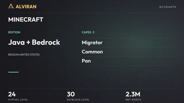 MINECRAFT · Level 24 · Migrator, Common, Pan