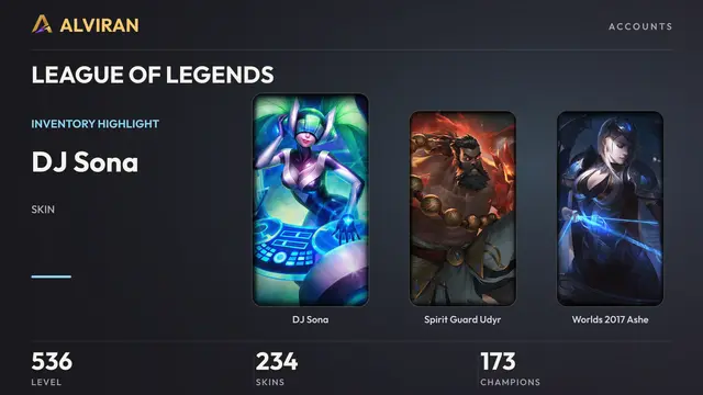 LEAGUE OF LEGENDS · Level 536 · DJ Sona, Spirit Guard Udyr, Worlds 2017 Ashe