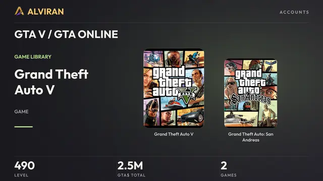 GTA V / GTA ONLINE · Level 490 · Grand Theft Auto V, Grand Theft Auto: San Andreas